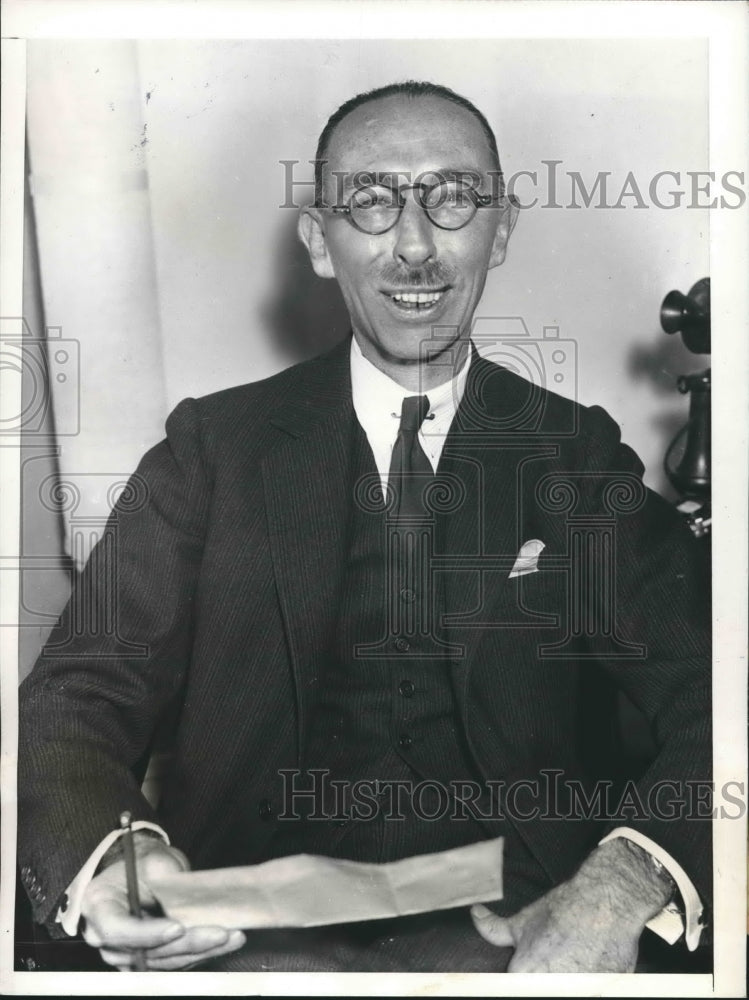 1934 Press Photo W. Campbell Armstrong, Irish Sweepstakes Winner - nea93273 - Historic Images