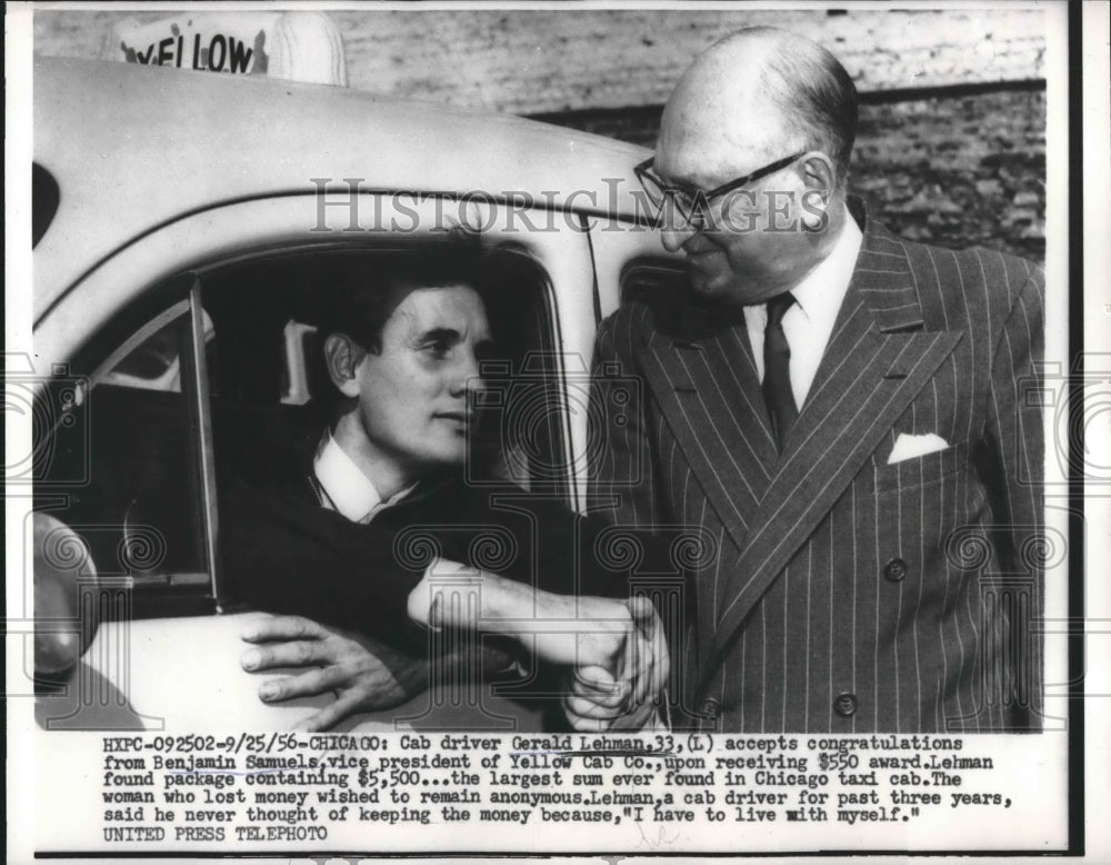 1956 Cab Driver Gerald Lehman &amp; VP Yellow Cab Benjamin Samuels - Historic Images