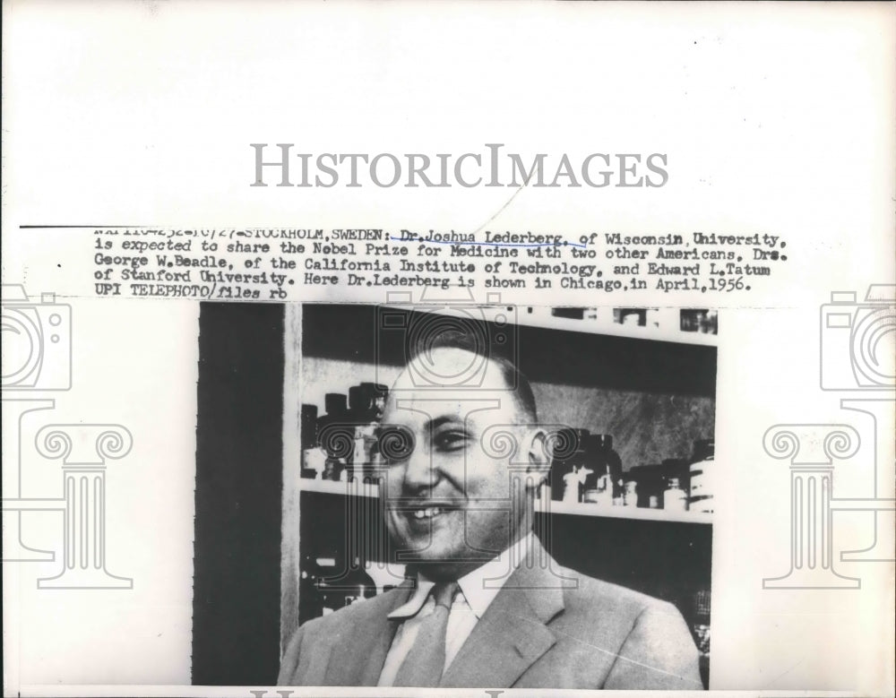 1958 Press Photo Dr Joshua Ledbeder Of University Of Wisconsin - nea93360-Historic Images