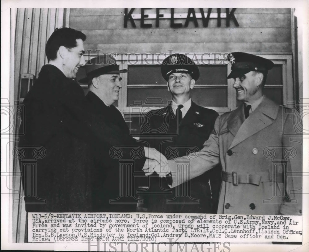 1951 US Commander Brig Gen Edward McGraw Arrives In Keflavik Iceland - Historic Images