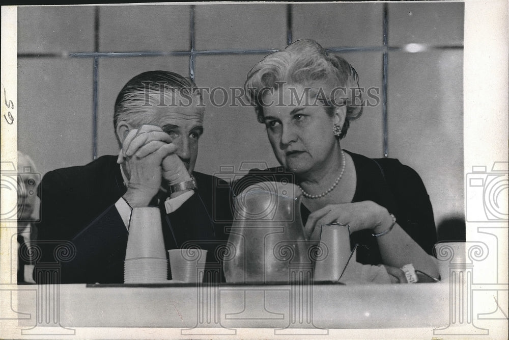 1967 Press Photo Gov. George Romney & Mrs. Elly Peterson, re-elected to her 2nd - Historic Images