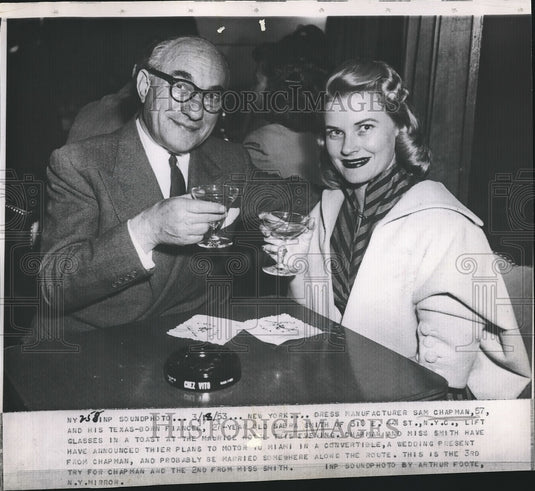 1953 Sam Chapman Dress Manufacturer Fiancee Sabra Smith New York - Historic Images