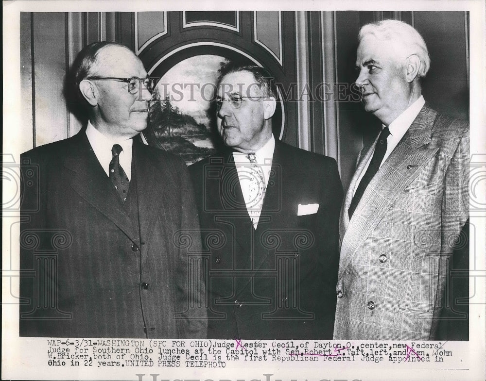 1931 Sen.Robert A.Taft,Sen.John W.Bricker and Judge Lester Cecil. - Historic Images