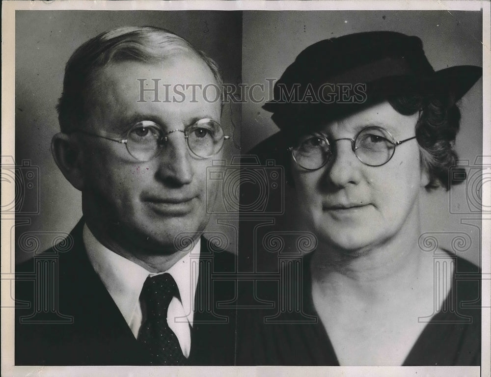 1936 Press Photo Rev. Fred C.Clark and wife, victims of San Francisco Holocaust. - Historic Images