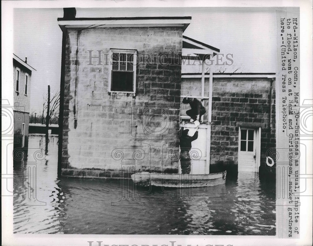 1953 Flood at Rank and Christense in Wilson, Conn.  - Historic Images