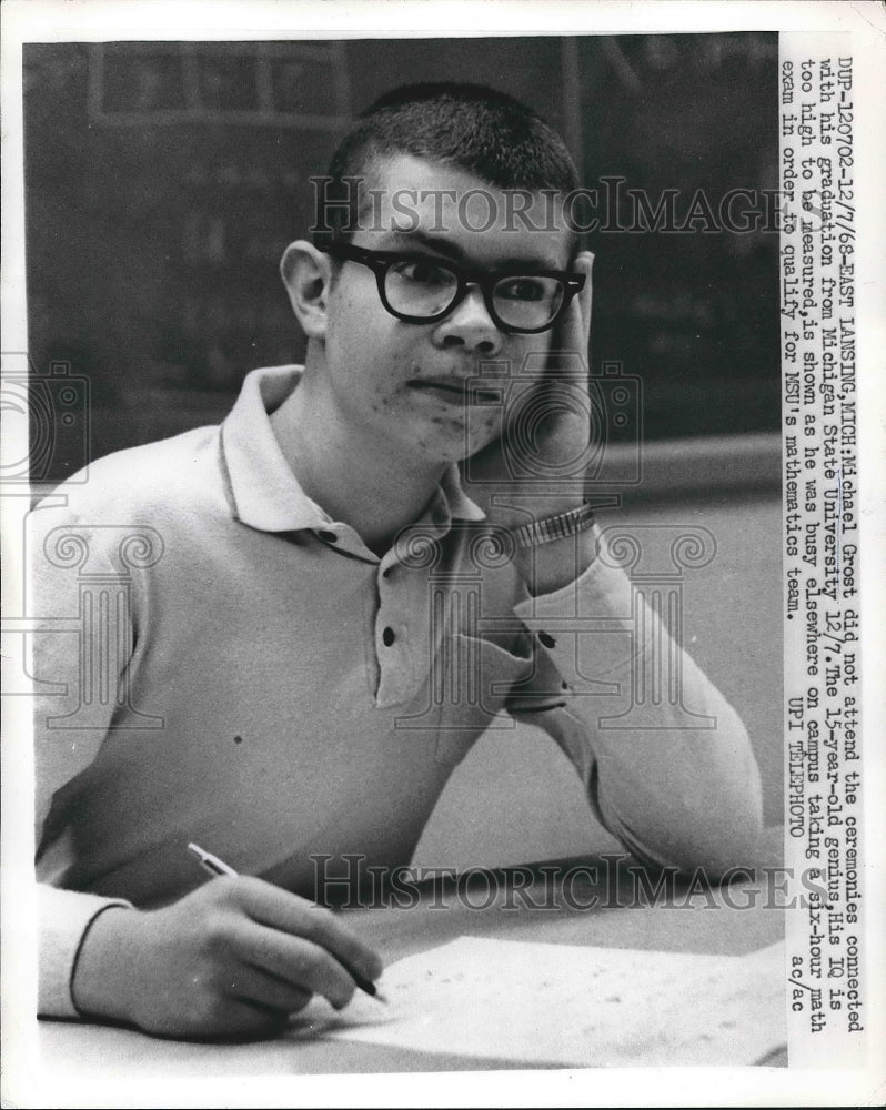 1968 Press Photo 15 year old genius, Michael Grost. - nea93509 - Historic Images