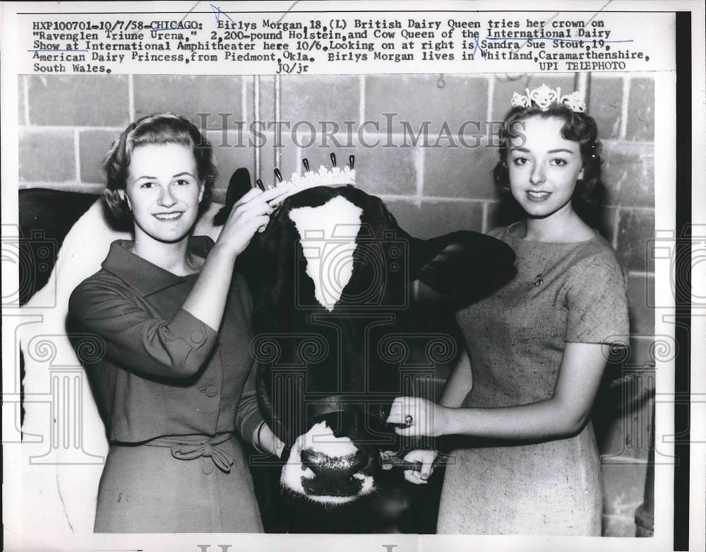 1958 Press Photo Eirlys Morgan British Dairy Queen Pageant Model - nea93690 - Historic Images