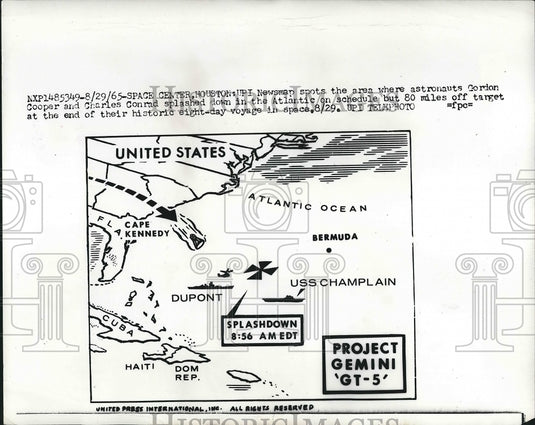 1965 Press Photo Cooper Charles Conrad Gordon Space Center Map - nea93716 - Historic Images
