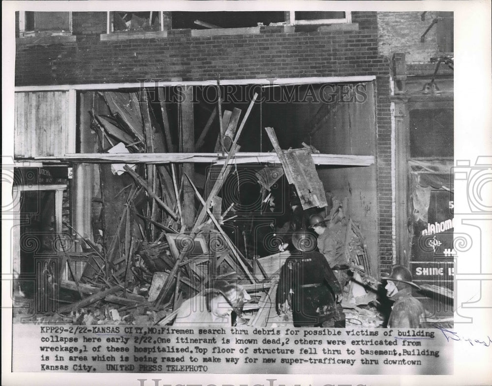 1954 Building Collapse Fireman Kansas City Fire  - Historic Images