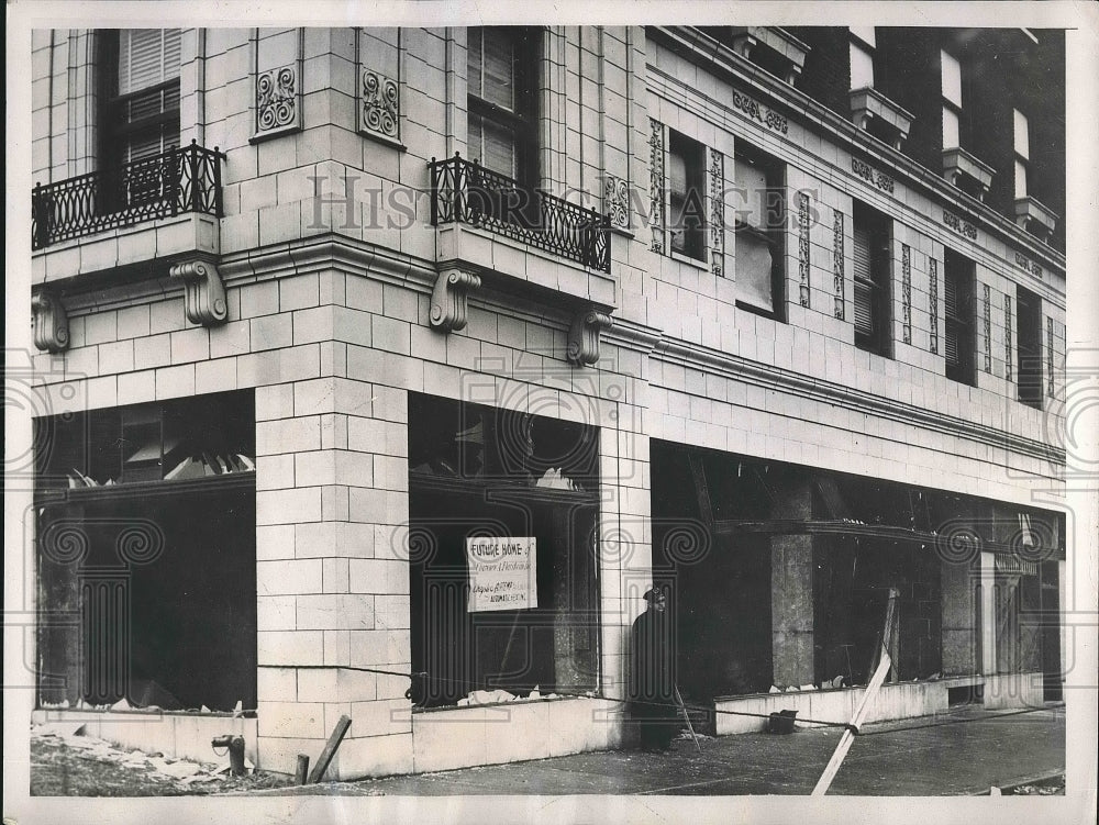 1937 Press Photo Kansas City Missouri Dynamite Explosion Business District - Historic Images