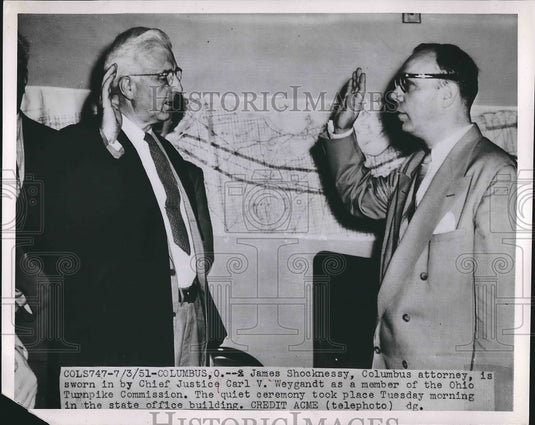 1951 Press Photo James Shocknessy Columbus Attorney Chief Justice Carl Weygandt - Historic Images