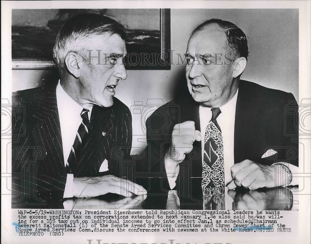 1953 D. Short, L. Saltonstall of Senate & House Armed Services Comm. - Historic Images