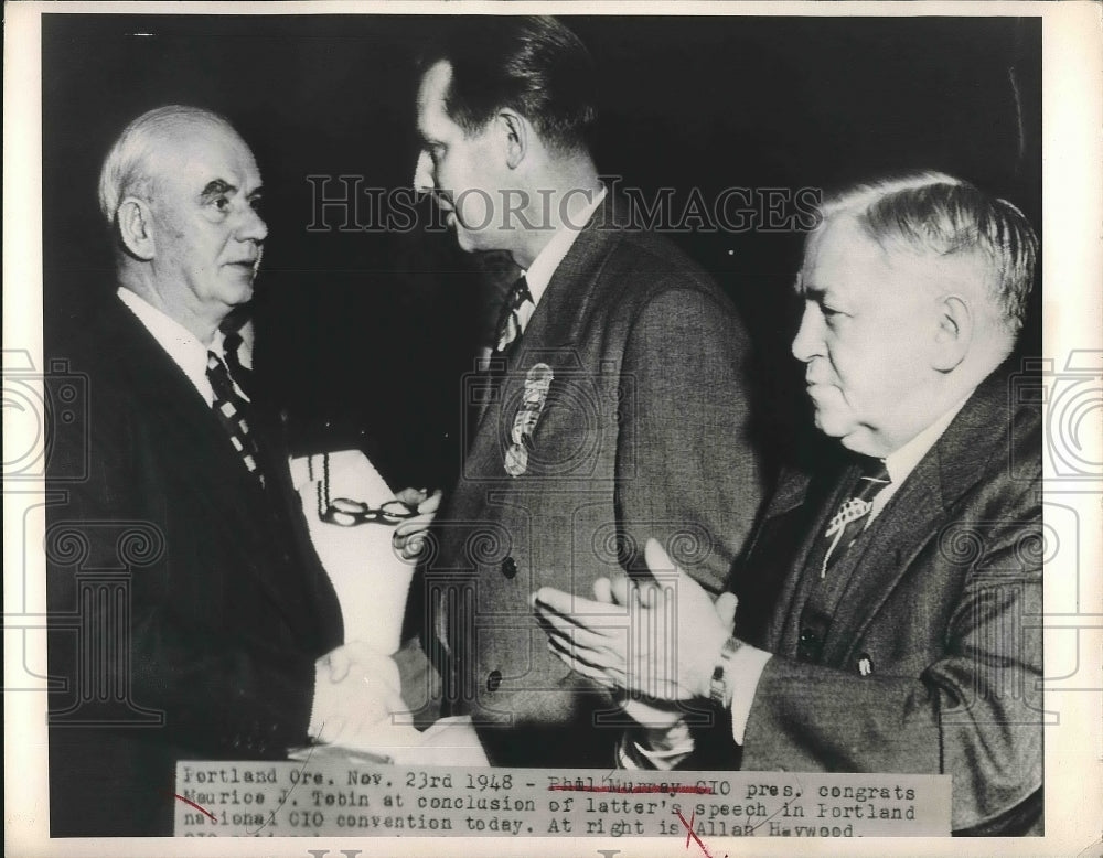 1948 Phil Murray CIO President Maurice Tobin Steel Workers Union - Historic Images