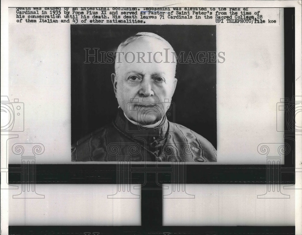 1959 Press Photo Cardinal Tedesenini Death, Pastor of Saint Peter's - nea94078 - Historic Images