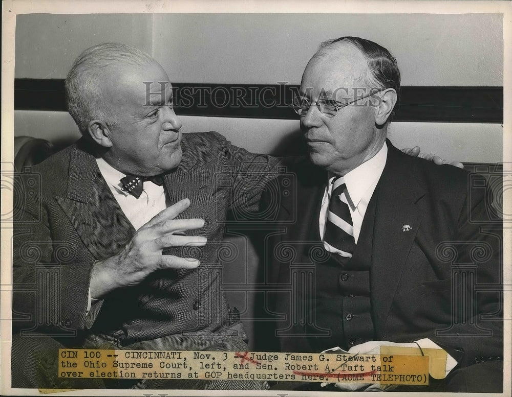 1948 Press Photo Judge James Stewart Ohio Supreme Court Senator Robert Taft - Historic Images
