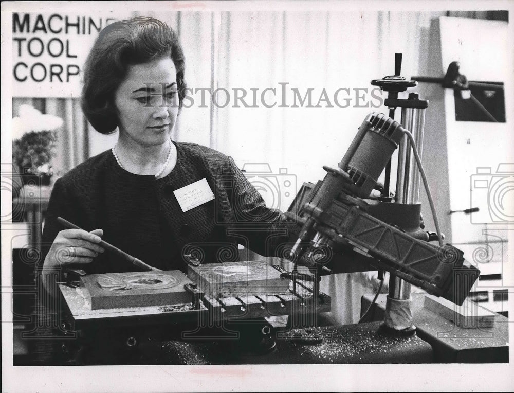 1966 Mrs. Regine Kraft, gen. mgr. of Scripta Machine Corp - Historic Images