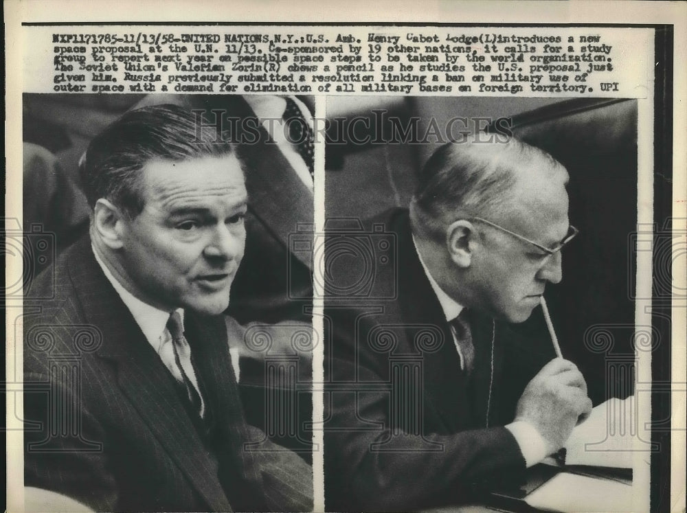 1958 Amb. Henry Cabot Lodge Introduces Proposal At UN New York - Historic Images