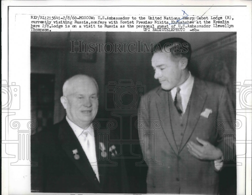 1960 US Ambassador UN Henry Cabot Lodge Nikita Khrushchev Russia - Historic Images