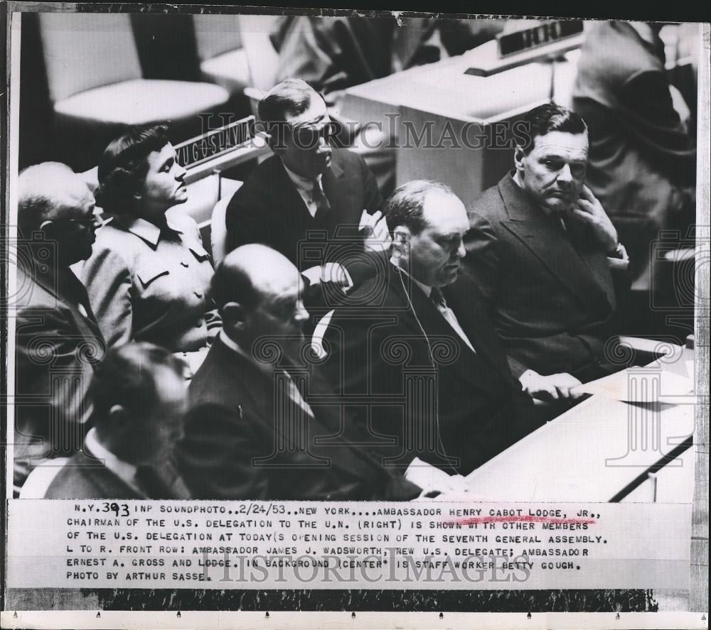 1953 Henry Cabot Lodge Jr. chairman of U.S. delegation to U.N. - Historic Images