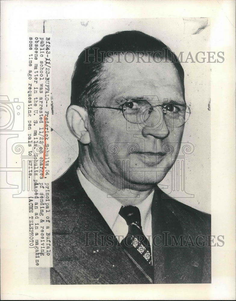 1949 Press Photo Frederick Schultz Principal Of Buffalo Public School - Historic Images
