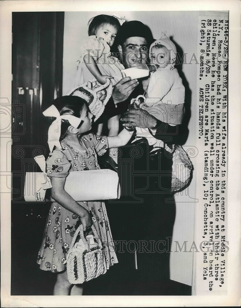 1949 Press Photo Romeo Pompeo Crossing Atlantic - nea94377