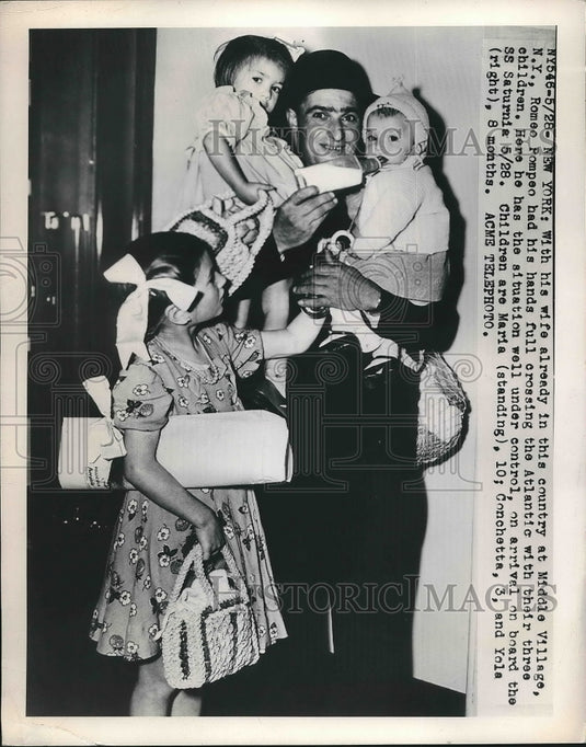1949 Press Photo Romeo Pompeo Crossing Atlantic - nea94377-Historic Images