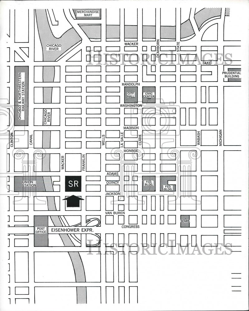 1970 Block Map From Chicago Illinois Showing Sears Roebuck Company - Historic Images