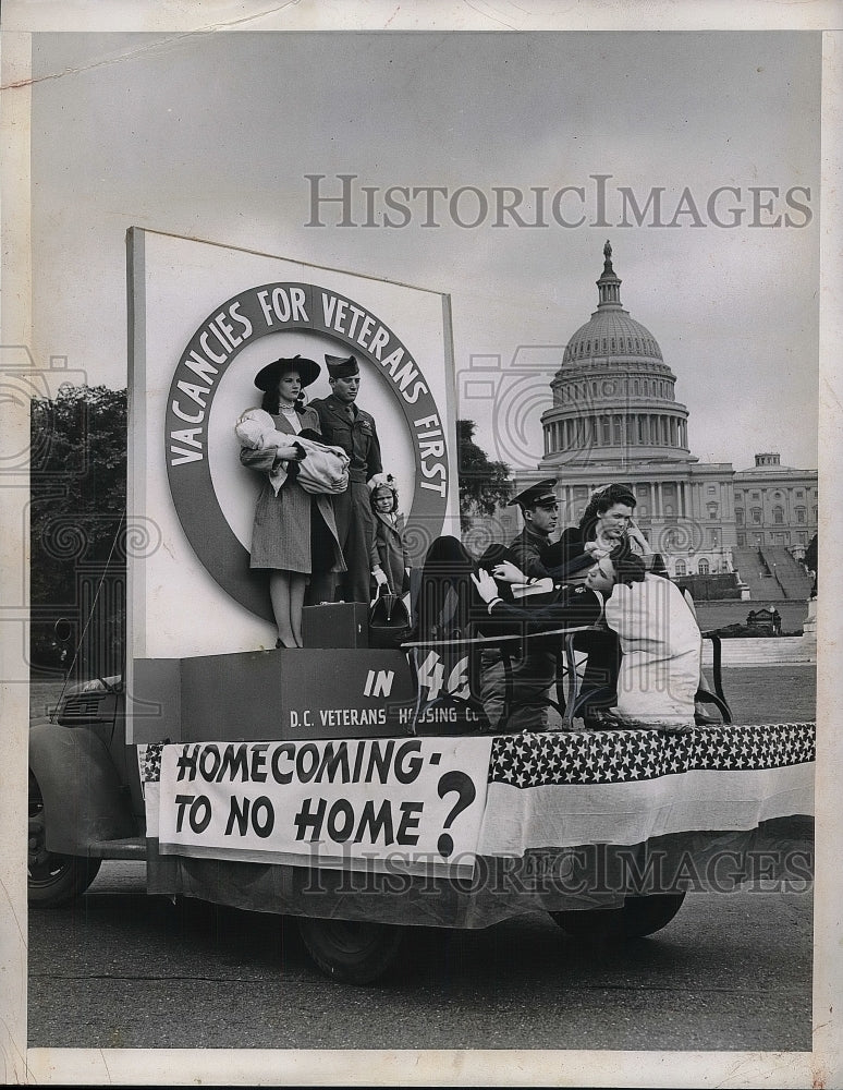 1946 Parade Float Protesting Housing Shortage For Veterans Capitol - Historic Images