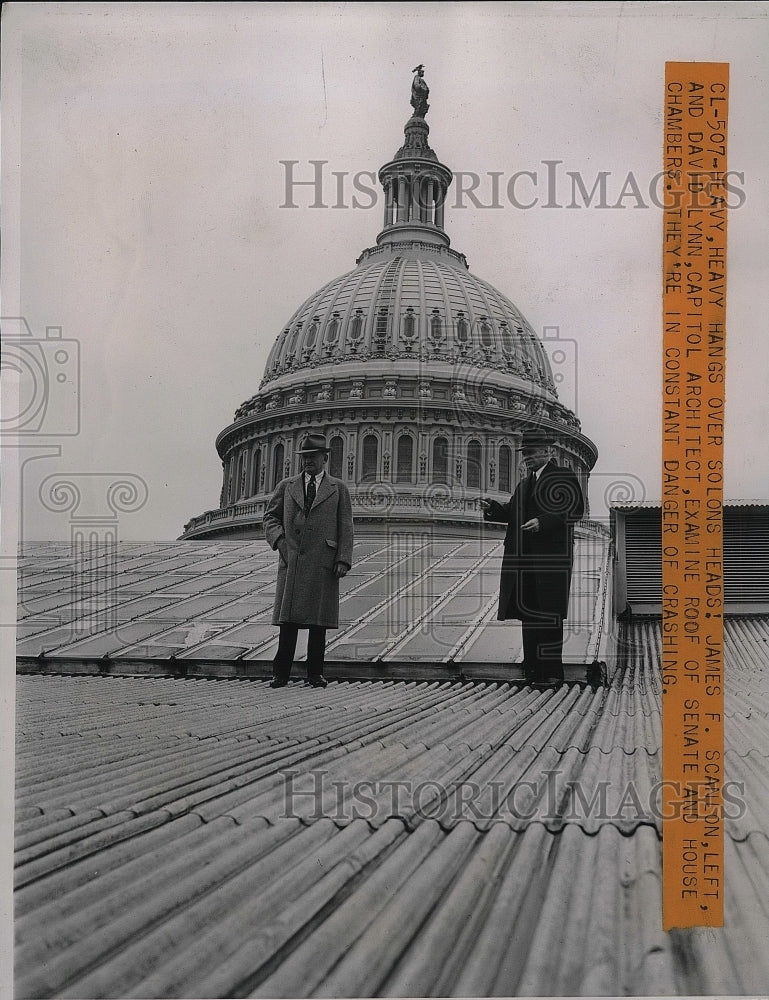 1940 James Scanlon David Lynn Architect Examine Roof Of Senate Bldg - Historic Images