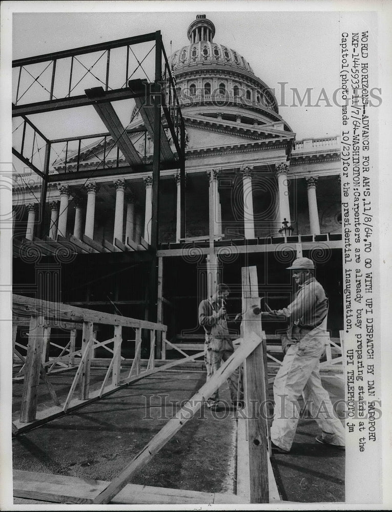 1964 Carpenters Preparing Stands For Presidential Inauguration - Historic Images