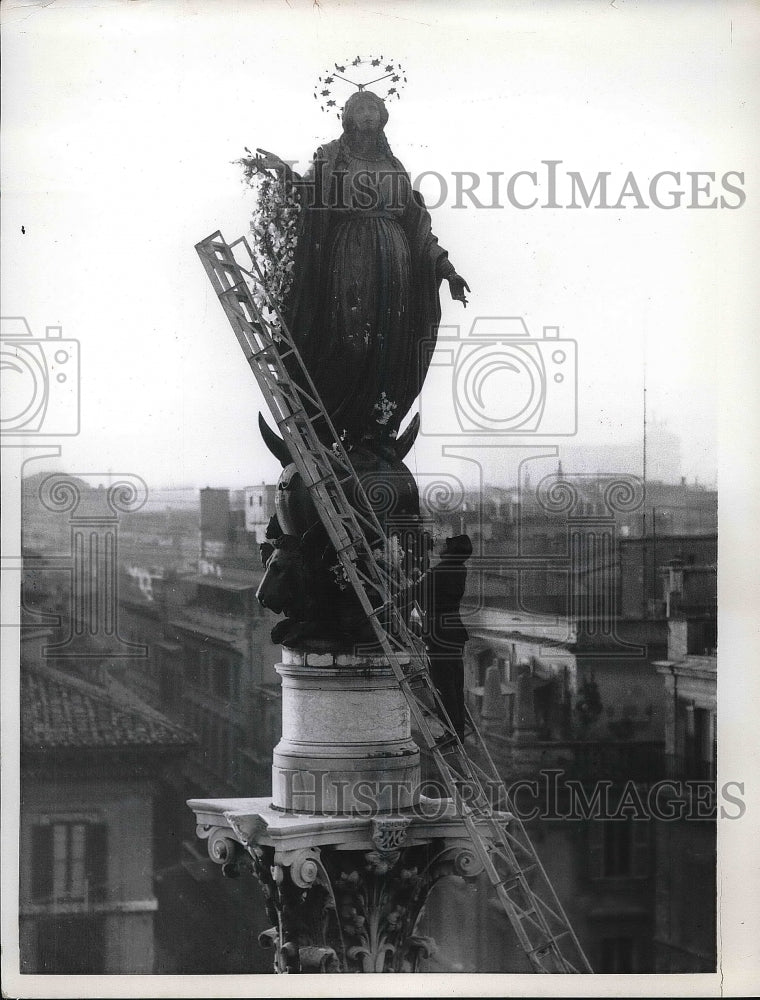 1958 Press Photo Statue of the Immaculate Conception in Rome - nea94652-Historic Images