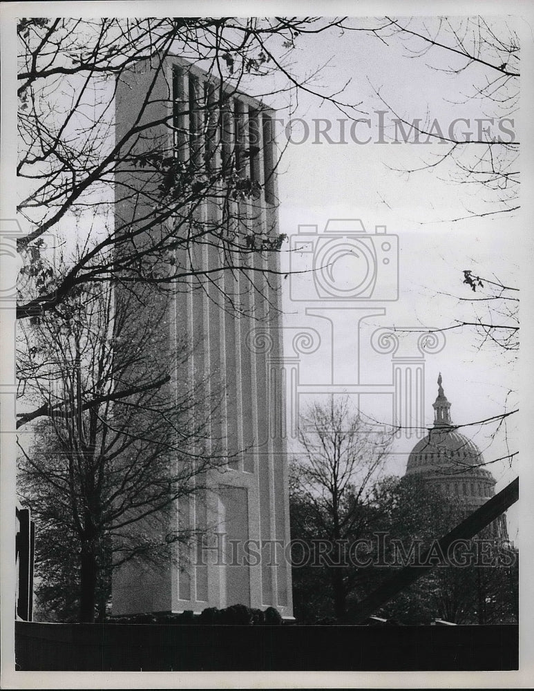 1958 The Taft Memorial Bell Tower rising near the Capitol Building - Historic Images