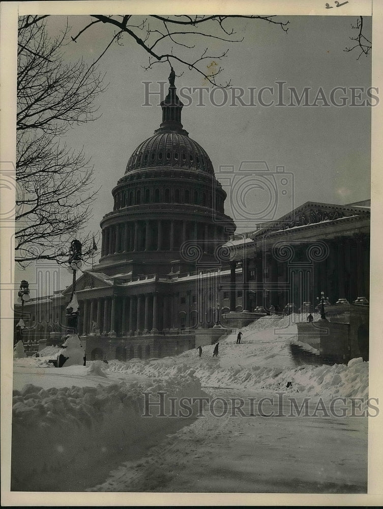 1958 Press Photo Heavy snow at U.S. Capitol in Washington - Historic Images
