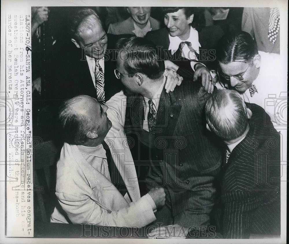 1947 Press Photo George "Bud" Gollum Receiving Congratulations From Attorneys - Historic Images