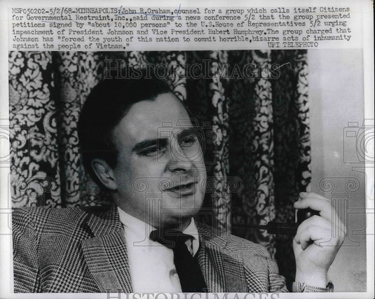 1968 Joh Graham Counsel for Governmental Restraint Inc  - Historic Images