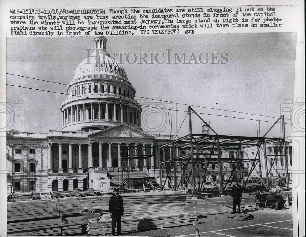 1960 Press Photo Capitol Hill Preparations for Presidential Inauguration - Historic Images
