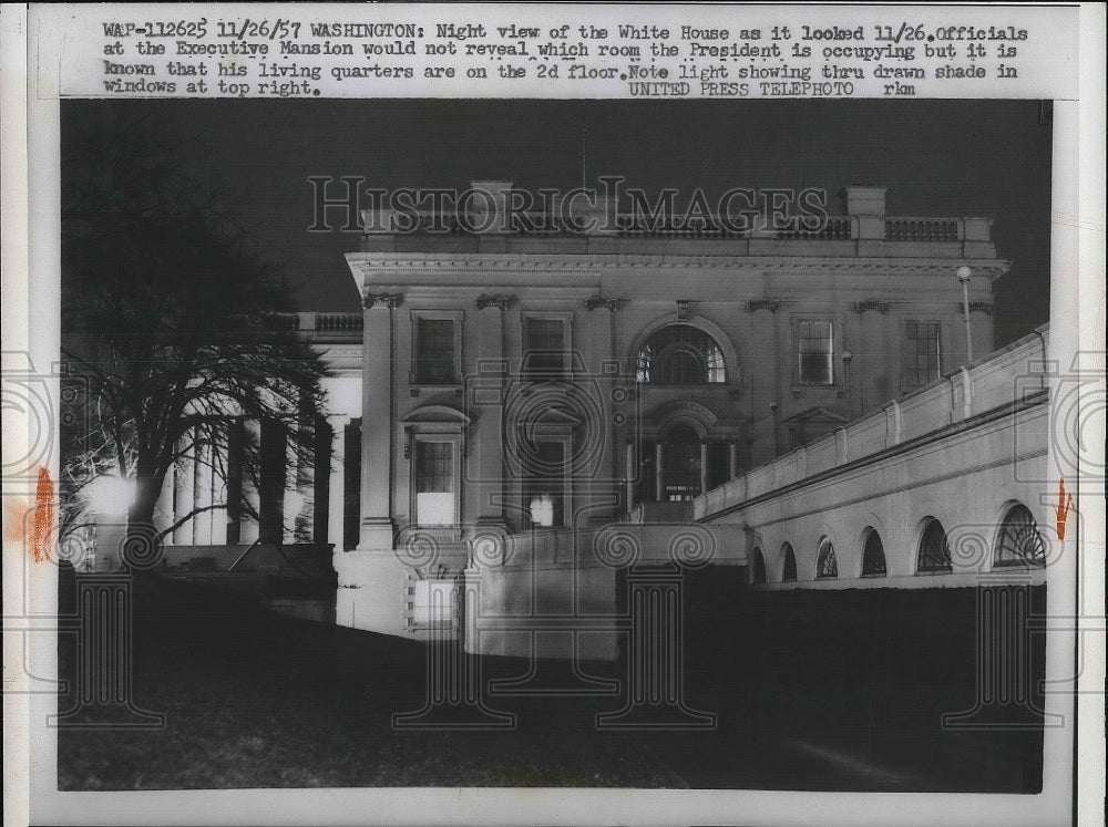 1957 Night View Of White House In Washington D.C.  - Historic Images