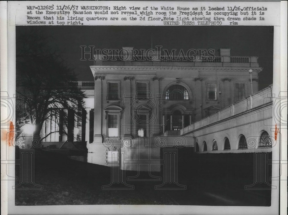 1957 Night View Of White House In Washington D.C.  - Historic Images