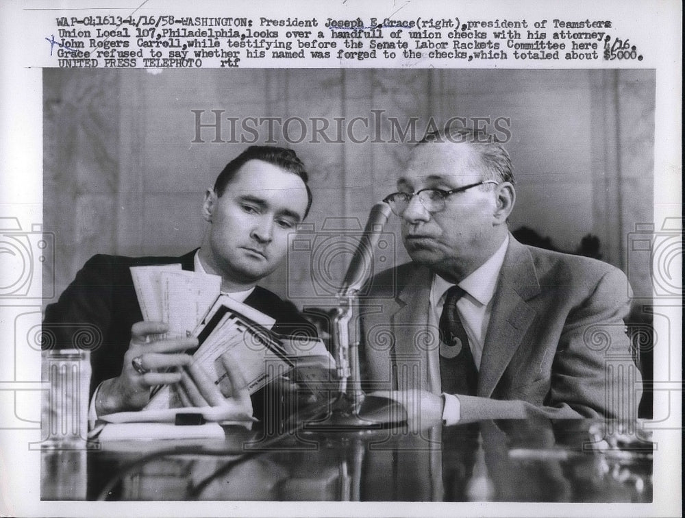 1958 President Joseph E. Grace President Of Teamsters Union - Historic Images