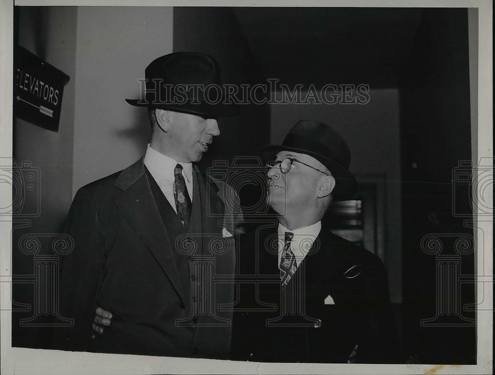1937 Press Photo Tom Girdler Chairman Of Republican Steel Corp. &amp; C.M. White - Historic Images