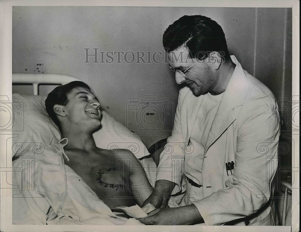 1941 After a delicate heart operation Lloyd Galitz on his way to - Historic Images
