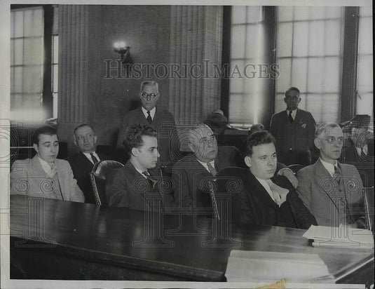 1933 Press Photo Carl Grunhoefer Defendant & Sheriff H.L. Ebling During Trial - Historic Images