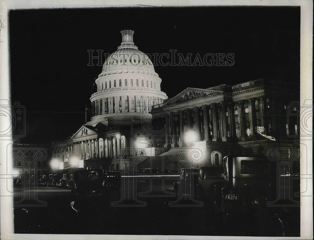 1932 Press Photo Night Time View Of Upper Dope Of Nation&#39;s Capitol In Washington - Historic Images