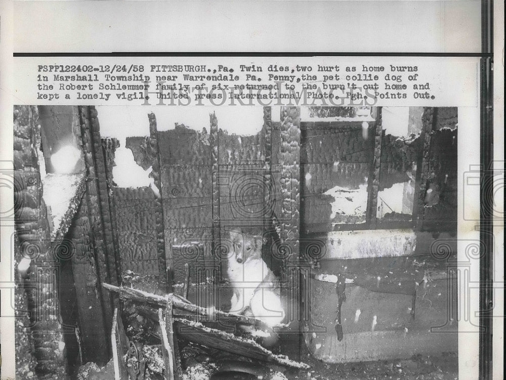 1958 Robert Schlemmer burnt home  - Historic Images