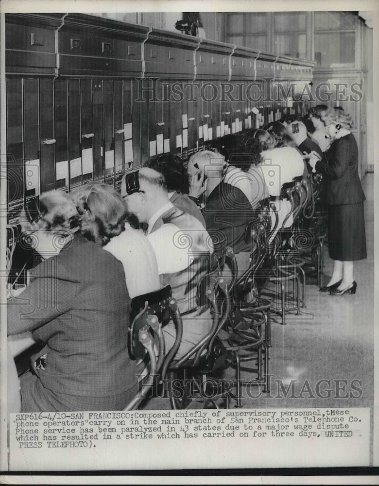1952 Phone Operators At San Francisco Telephone Strike Wage Dispute - Historic Images