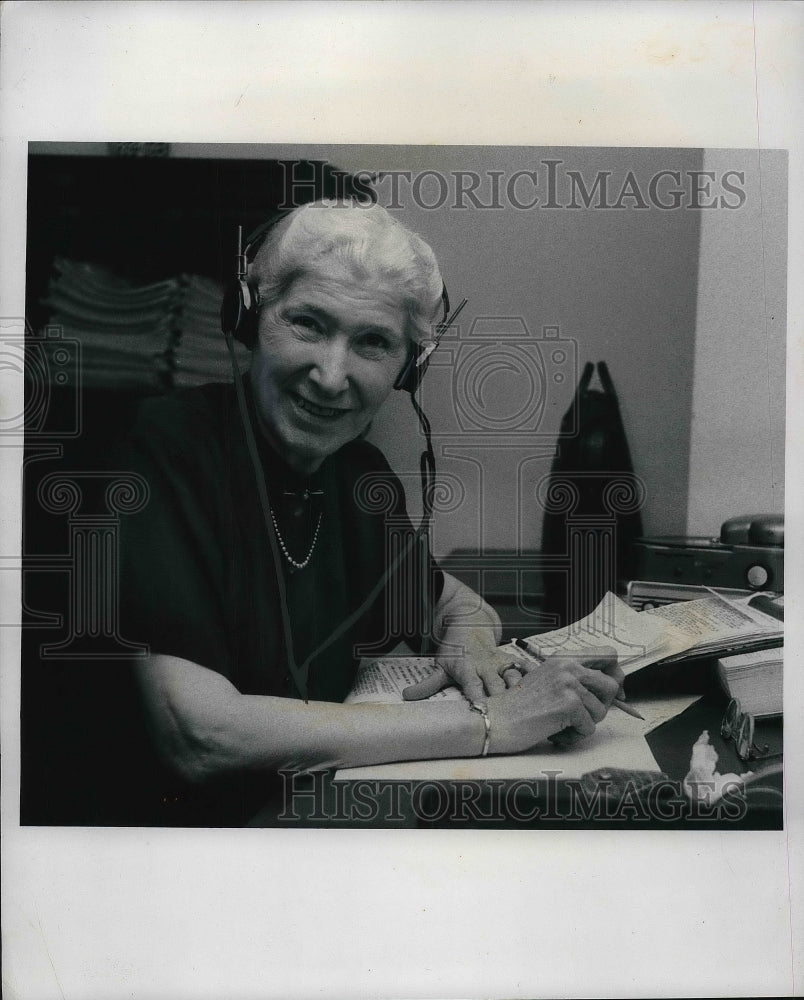 1961 Mrs Grace Goodrich Smith at work at her desk  - Historic Images