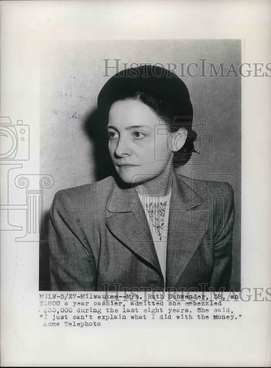 1948 Milwaukee, Wis Mrs Ruth Schwender, embezzler  - Historic Images
