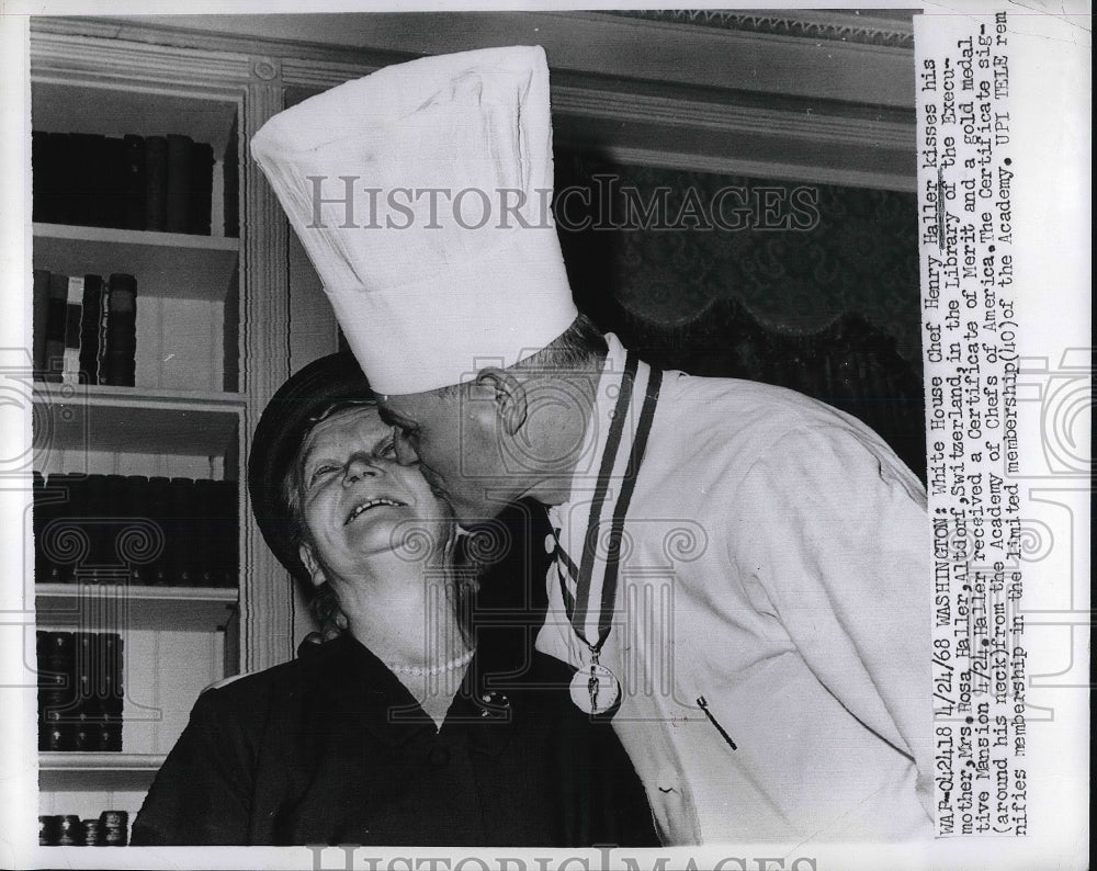 1968 Press Photo White House chef Henry Haller& mom Mrs Rosa Haller - nea95294 - Historic Images