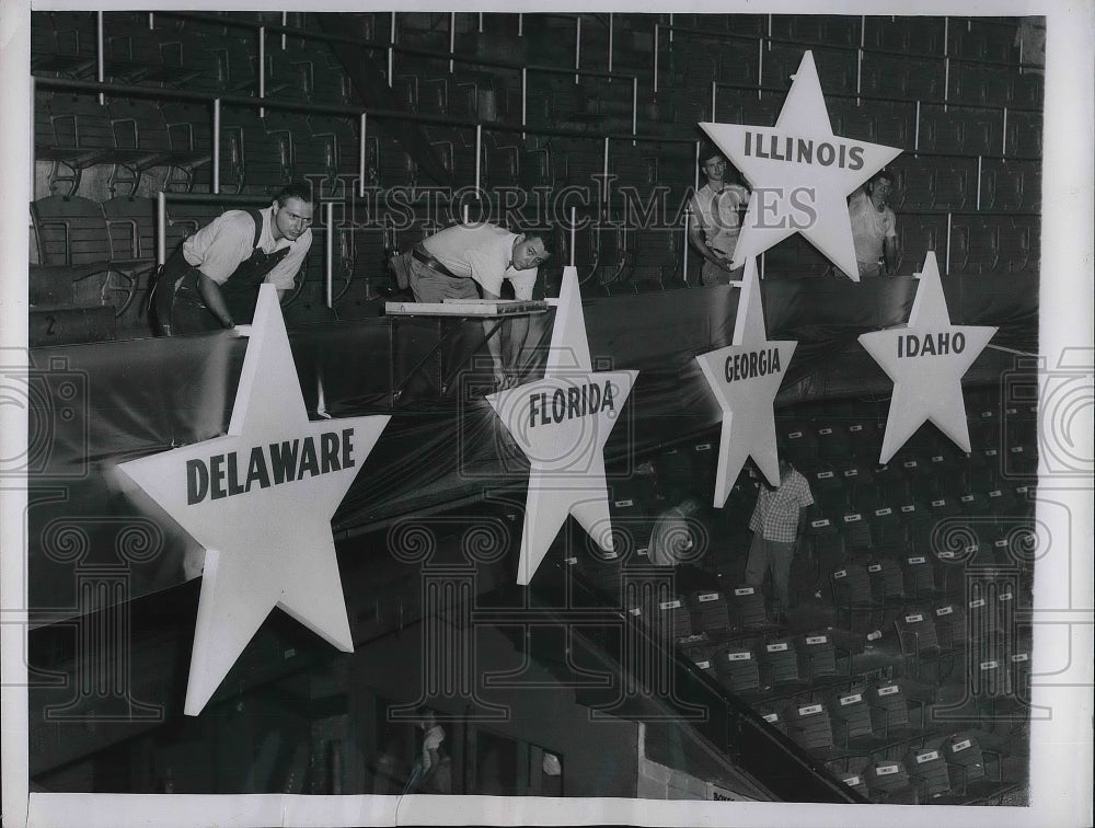 1956 Press Photo Chicago, workers prepare for Democratic Natl Conv. - nea95393 - Historic Images