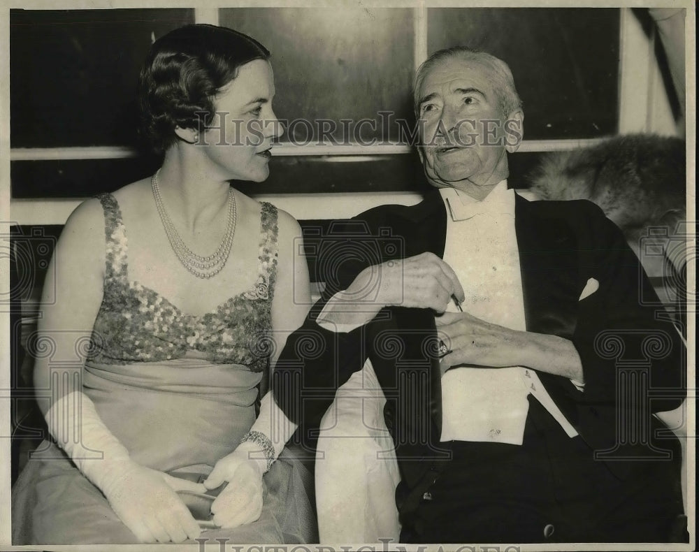 1938 Madame Morgenstiernie &amp; Sec of Navy Clause Swanson at Navy Ball - Historic Images